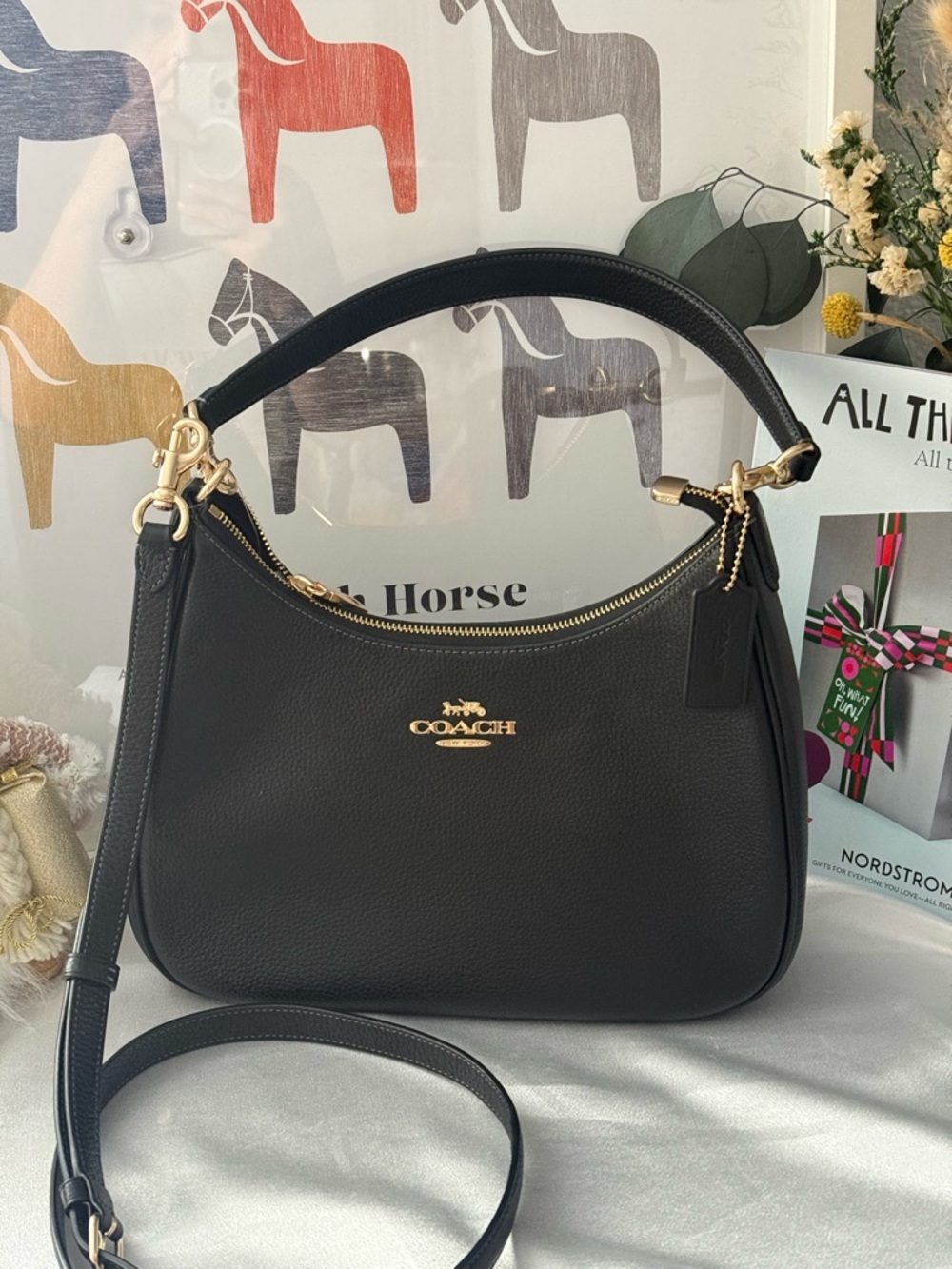Coach Teri Hobo Bag balck cv935  Gold/Black